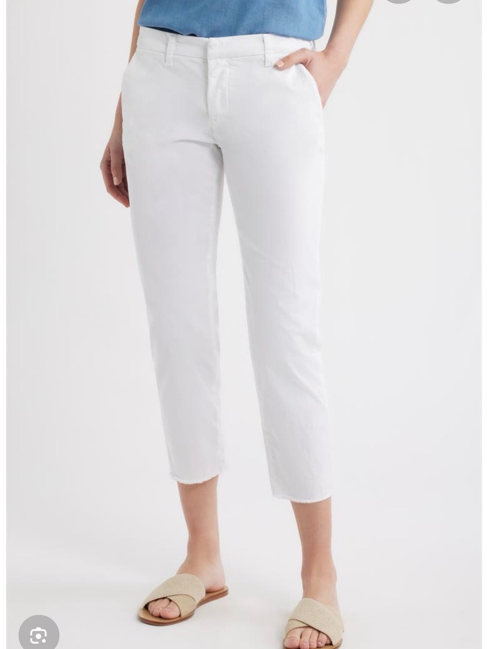Frank & Eileen White Wicklow Cropped Straight Chino Pants Size 4